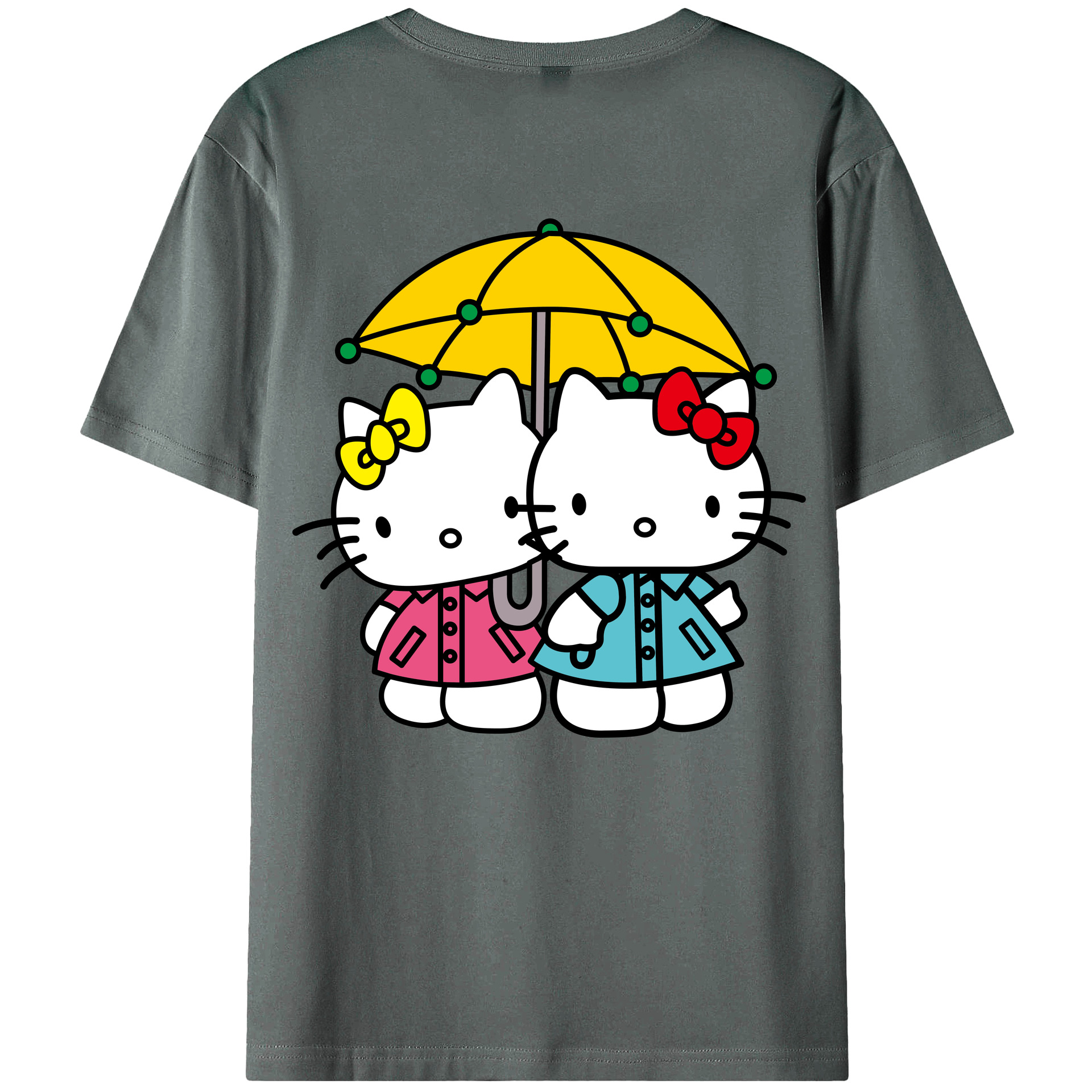 （画像用） Hello Kitty ハローキティ 綿100％ メンズ半袖Tシャツ（バックプリント） 通気性